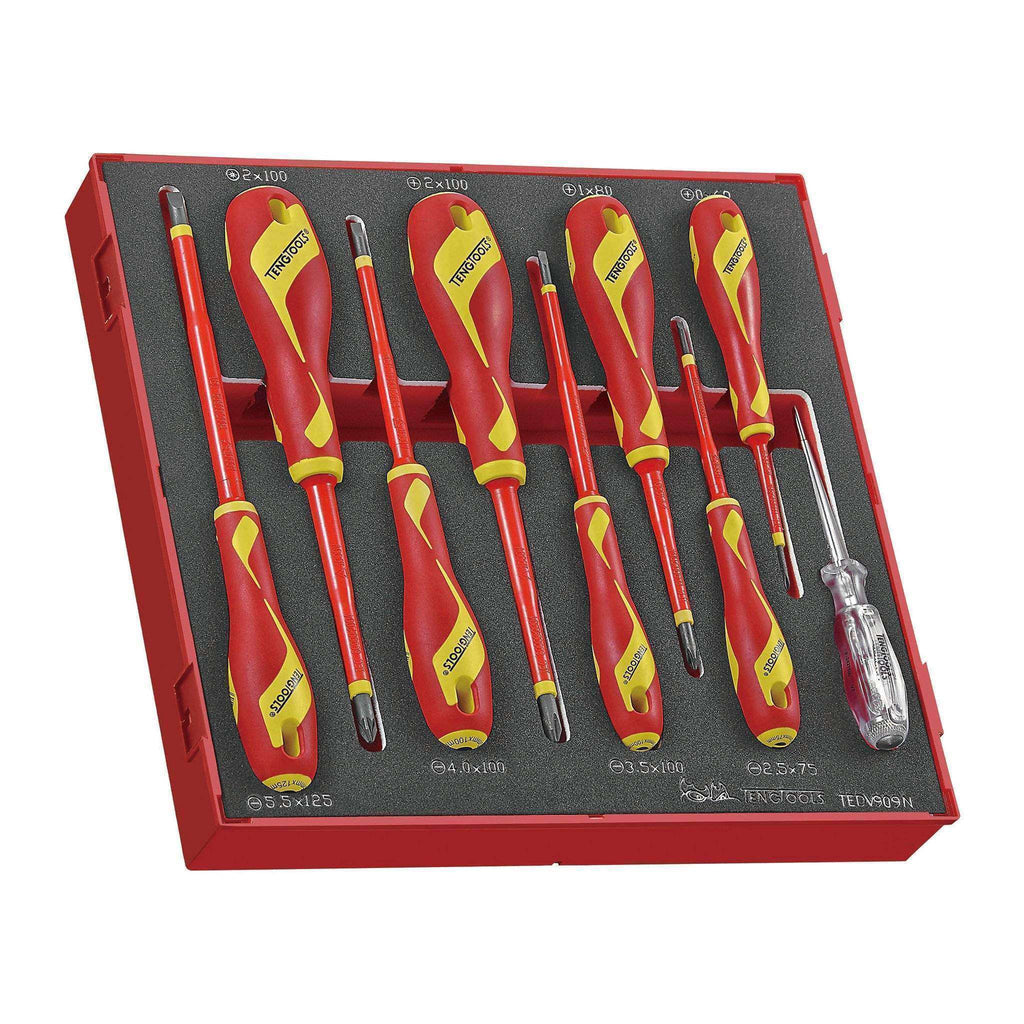 Teng Tools TEDV909N - 9 Piece 1,000 Volt Insulated Screwdriver Set in EVA Tray - Teng Tools USA