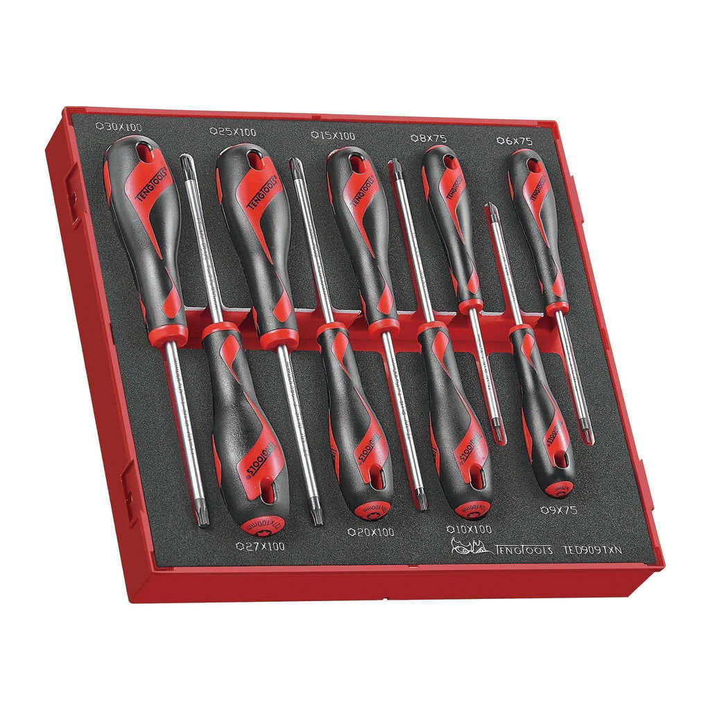 Teng Tools  - 9 Piece TX Screwdriver Set in EVA Tray - TEN-O-TED909TXN - Teng Tools USA