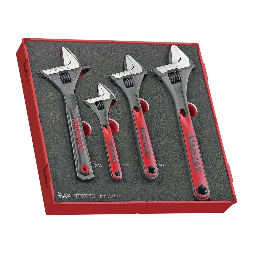 Teng Tools - 4 Piece Adjustable Wrench Set in EVA Tray - TEN-O-TEDADJ4 - Teng Tools USA