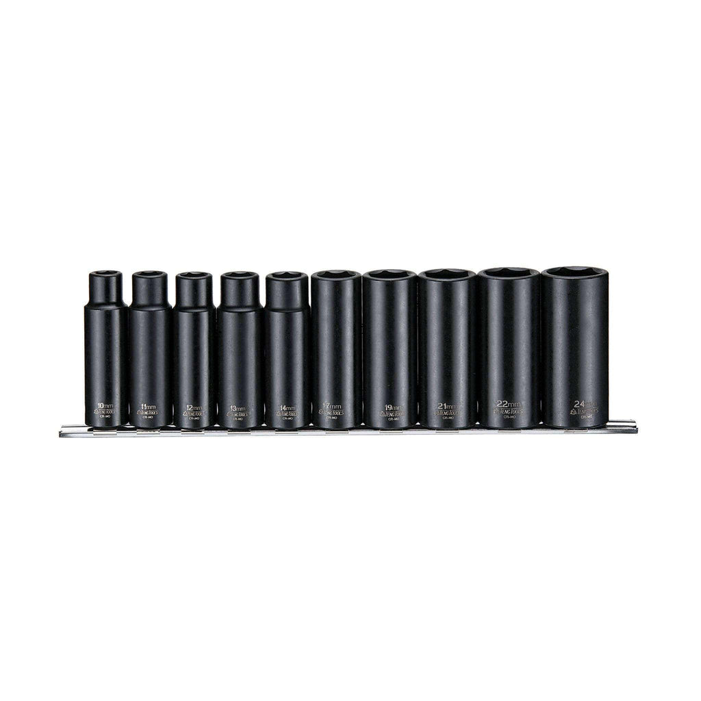 Teng Tools - 10 Piece 1/2 Inch Drive 6 Point Deep Metric Impact Socket Set - 9126 - Teng Tools USA