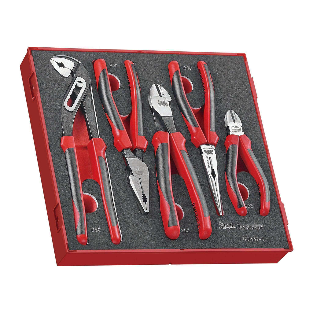 Teng Tools TED441-T - 5 Piece Plier Set in EVA Foam Tray - Teng Tools USA