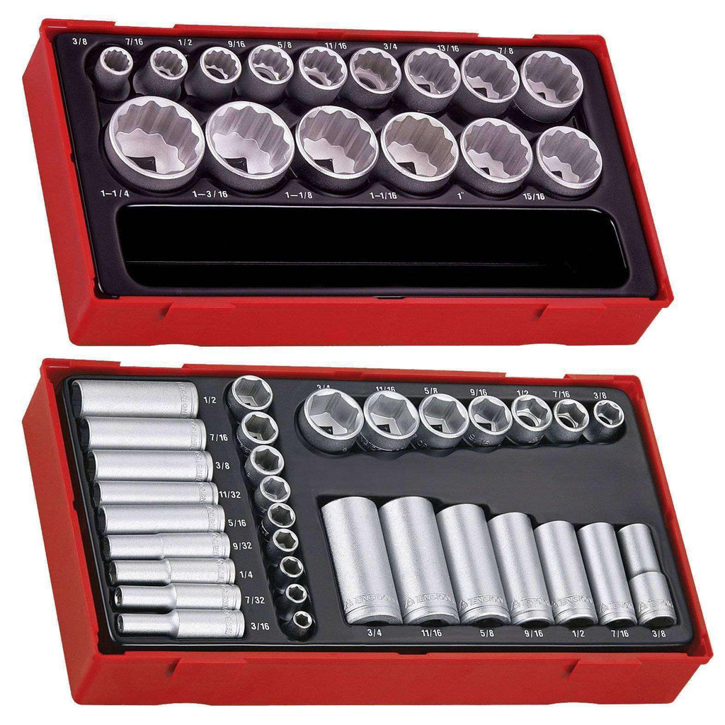 Teng Tools - 47 Piece Mixed Drive SAE Socket Set - TEN-O-TT1215AF-KIT1 - Teng Tools USA