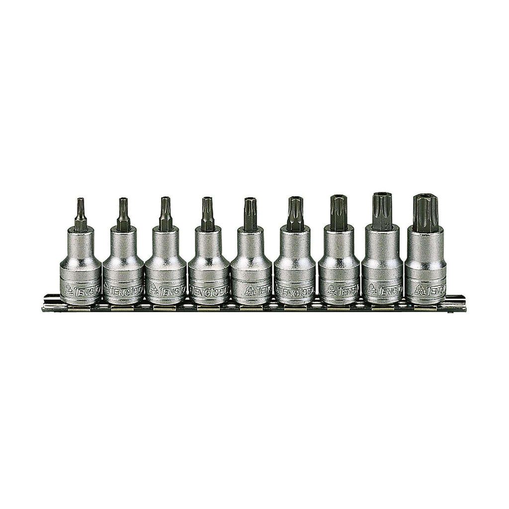 Teng Tools M1213TX - 9 Piece 1/2 Inch Drive TX Bit Socket Set Clip Rail - Teng Tools USA